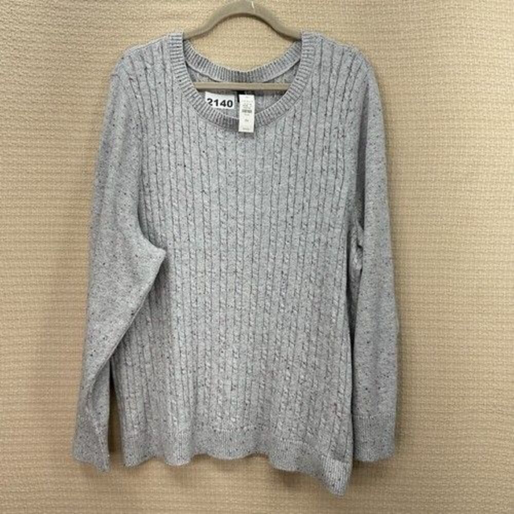NWT Talbots Gray Cable Knit Long Sleeve CrewNeck Sweater Women 3X China